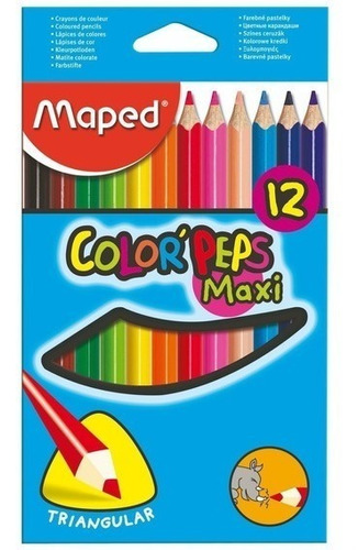 Lapices De Colores Maped Color Peps De 12 Maxi Largos X 4uni