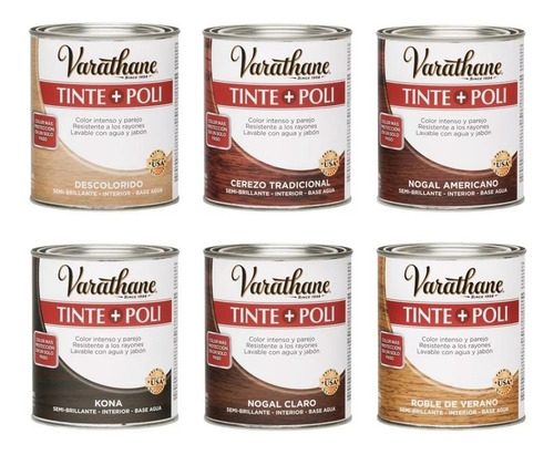 Imagen 4 de 5 de Tinte + Poliuretano Varathane Semibrillante 946 Ml
