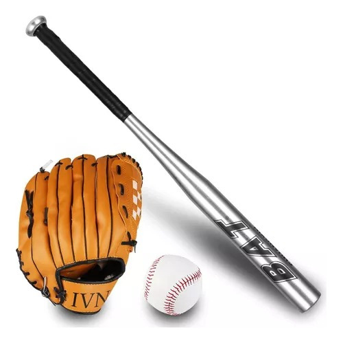 Bate De Beisbol 63cm Aluminio + Guante Baseball Y Pelota