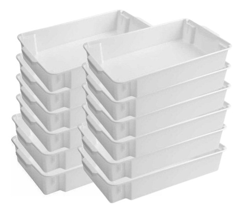 Kit Com12 Bandejas Topa Tudo Para Açougue Padaria Alimentos Branca 11,5 Litros Atacado