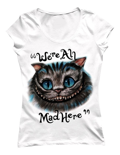 Remera Cheshire Cat Gato Alicia Alice Mujer Algodón Premium