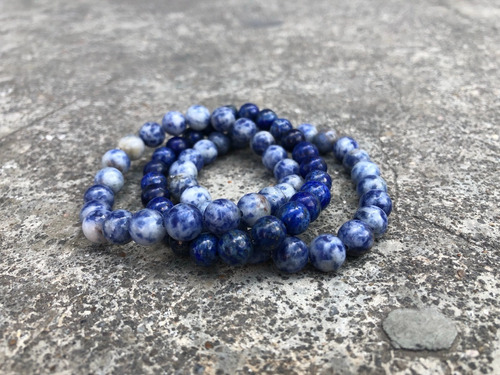 Pulseira Masculina Pedra Azul 8mm 3 X Sodalita Lapis Lazuli Diâmetro 19 Cm