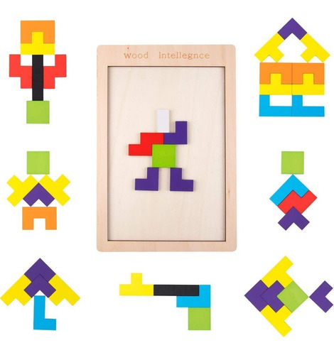 Juguete Didáctico Educativo Madera Ligera Tangram Tetris