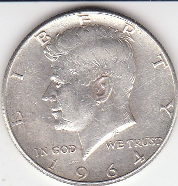 Imagen 1 de 2 de Eeuu, Antigua Moneda De Plata Half Dollar 1.964