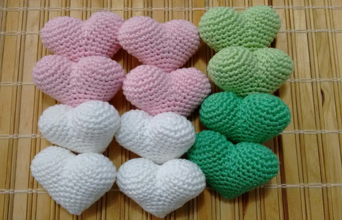 Imagem 6 de 6 de Coração Em Crochê 3d - Amigurumi C/ 10 Unidades