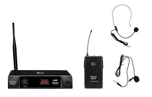 Microfones Dylan UDX-02 Multi Dinâmico Cardioide Preto Sem Fio