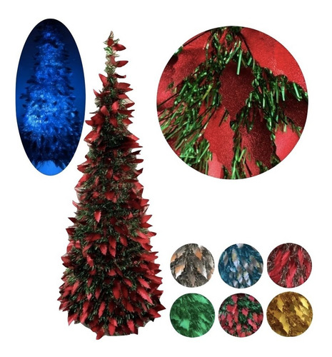 Imagen 1 de 10 de Arbol De Navidad Espiral Plegable 1,50 Mts Con Luz Led