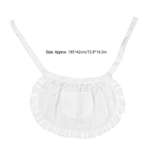 Delantal De Cocina De Algodón Blanco Para Mujer Con Dobladil