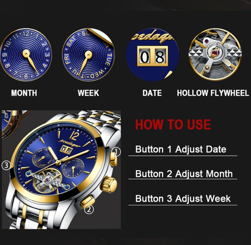 Reloj Mecánico Luminoso Automático Poedagar Para Hombre