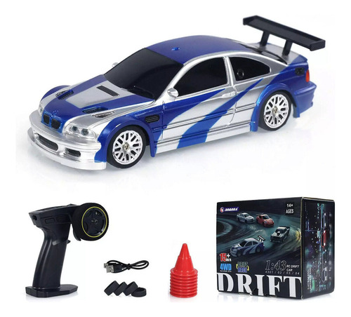 Auto Rc Drift 4wd Escala 1:43 Con Cono De Tráfico