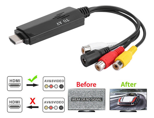 /.. Cable Adaptador De Convertidor Hdmi A Av Rca 1080p Hd,