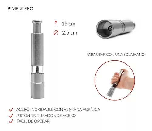 Molinillo de sal y pimienta eléctrico, salero y pimentero de acero