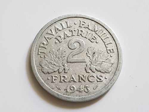 Moneda 1943 Francia Etat Français 2 Francos Francia De Vichy