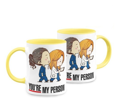 Caneca Grey's Anatomy You're My Person Alça Amarela