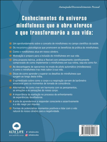 Mindfulness: Um Guia Para O Autoconhecimento, De Sopezki, Daniela / Tatton, Tiago / Barros, Viviam. Editora Alta Life, Capa Mole Em Português