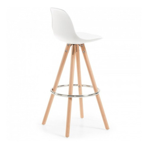 Imagen 4 de 5 de Silla Bar Eames Alta Base En Madera Blanca