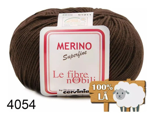 Lã Merino Cervinia 50g 158mts 100% Lã Crochê E Tricô Cor 4054- Café