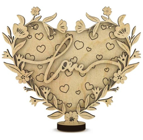 Figura Decorativa San Valentin Corazon Love En Madera