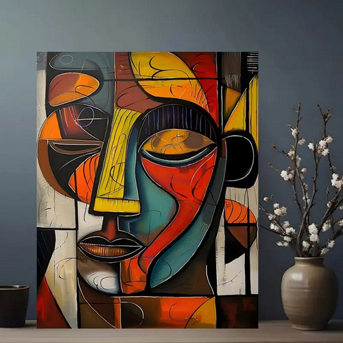Pintura Por Números Diy Rostro Abstracto 50 X 40 Blanco