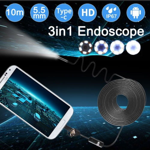 10m 3 En 1 Micro De Boroscopio Endoscopio Usb Y Tipo C Y Usb