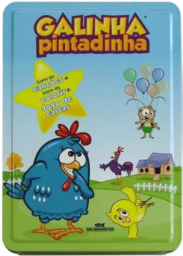 Galinha Pintadinha - Lata C/ Livros + Jogos De Cartas