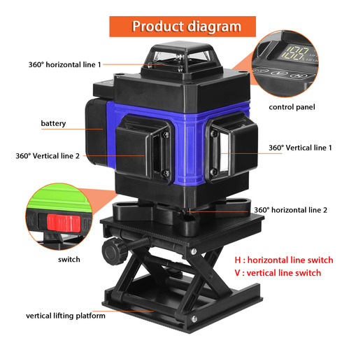 Herramienta Multifuncional 4d, 16 Líneas, Láser, 3°, Autoniv