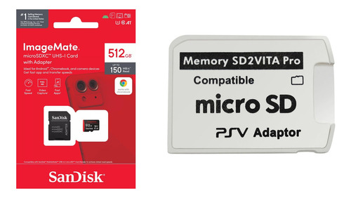 Adaptador Sd2vita + Memoria De 512gb Cargada De Juegos