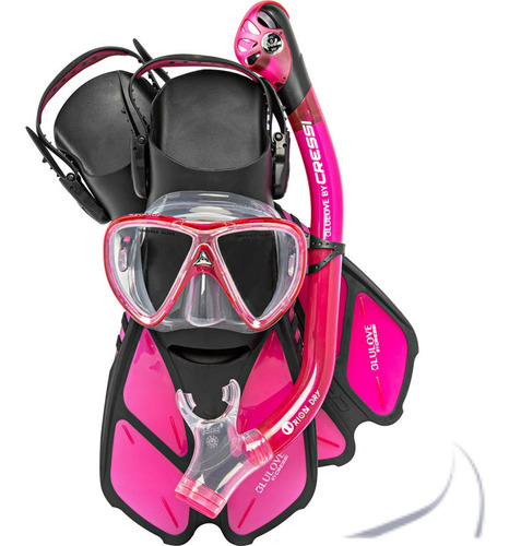 Kit Mergulho Máscara+snorkel+nadadeira Cressi Bonete