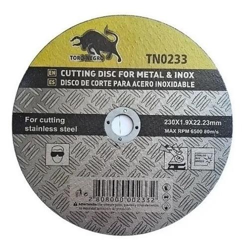 Pak 10 Discos De Corte Fino De 9 X1.9mm  Toro Negro