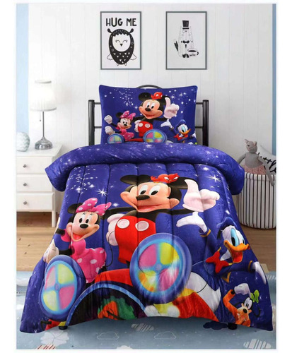 Cobertor Con Chiporro 1.5 Plaza Hermoso Diseño Mickey Mouse