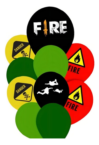 Globo de fuego gratis, kit con 10 unidades para fiesta temática de Free Fire