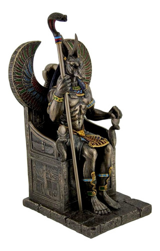 Figura De Anubis Dios Egipcio En Trono Escarabajo 