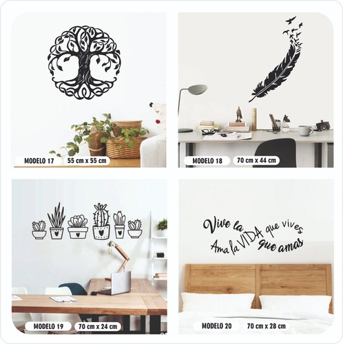 Imagen 5 de 8 de Vinilos Decorativos De Pared, Arboles, Flores Y Pájaros Love