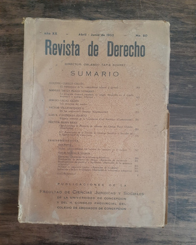 Revista De Derecho. N° 80. Abril - Junio De 1952.