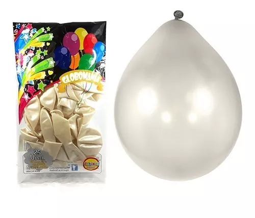 GLOBO LATEX R12 METALIZADO COLOR PLATEADO X 12 UND 