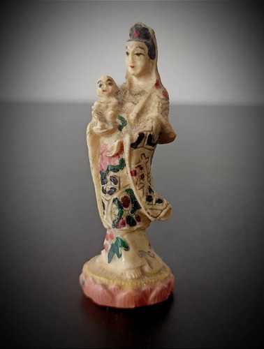Antigua Talla Arita Japonesa Siglo Xviii Mujer Con Niño Dios