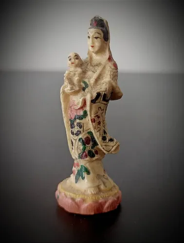 comprar Antigua Talla Arita Japonesa Siglo Xviii Mujer Con Niño Dios