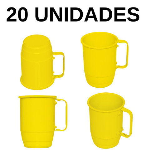 20 Canecas 500ml Em Alumínio Amarela Para Personalizar