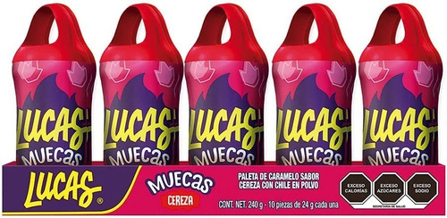 Lucas Muecas Paleta De Caramelo Sabor Cereza 10pz 240g