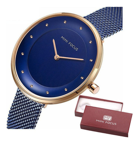 Reloj De Cuarzo Mini Focus Simple Con Correa De Malla Ultraf Color De La Correa Azul