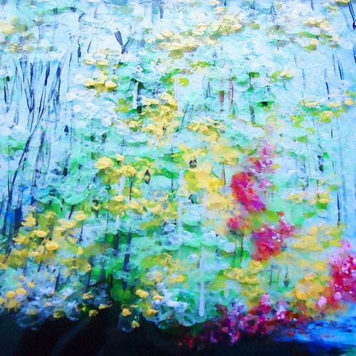 Imagem 6 de 8 de Quadro Lago Encantado, Pintura Em Vidro Com Verniz Vitral