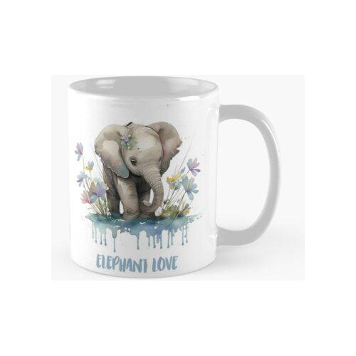 Taza Lindo Elefante Bebé Acuarela Arte Animal Calidad Premiu