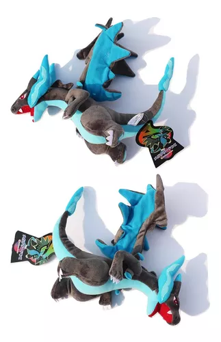 Pokemon o mais forte mega super charizard dragão brinquedos de pelúcia  preto 23cm