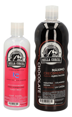  Bella Corcel Kit Shampoo Chocolate + Ac Maximo Crecimiento