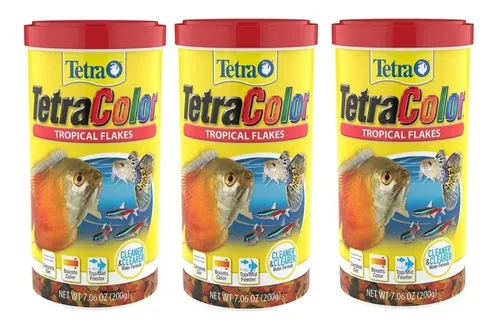 comprar 3 Botes De Alimento Tetra Color Tropical Flakes Hojuela 200g