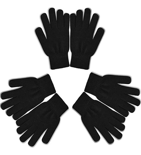 Uweidoit 3 Pares De Guantes De Punto Negros, Guantes Mágicos