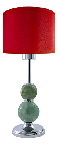 Velador Moderno Bocha Ceramica Lampara Mesa Led E27 Colores Color De La Estructura Cromo/verde Color De La Pantalla Rojo