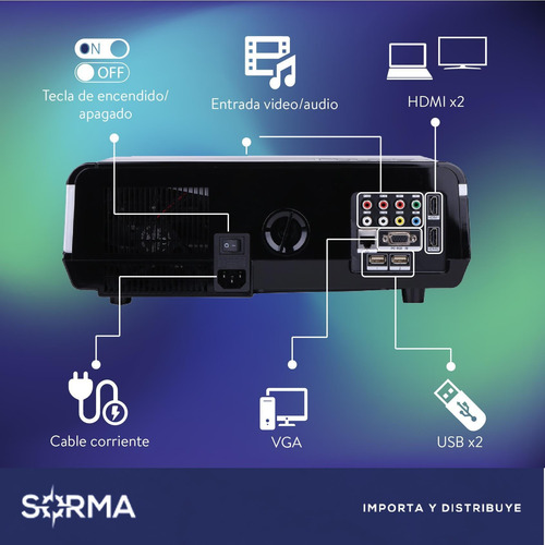 Imagen 5 de 10 de Proyector Starvision Hd 1080 Led 3000 Lumens Hdmi Usbx2