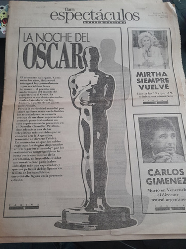 Diario Clarin Espectáculos Mirtha Legrand 29 03 1993