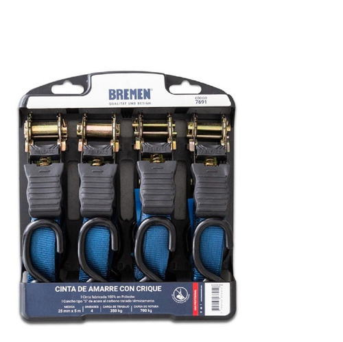 Criquet Tensor Traca Traka Cinta Amarre 25mm X5m Set Bremen Color Azul